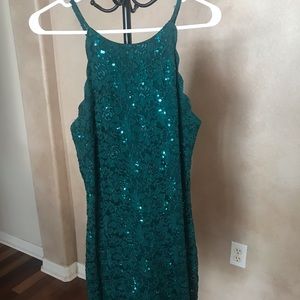 Homecoming Dress - Green sequin dress